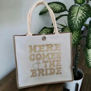 Made to Order-Here Comes The Bride Tote Bag- Gift For Bride